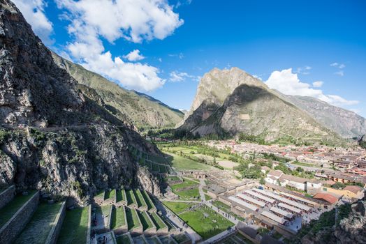 Ancient Inca Ruins Of Ollantaytambo In Peru . Hight quality photo