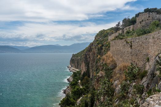 Hilltop fortress of Palamidi above the city of Nafplio in Greece