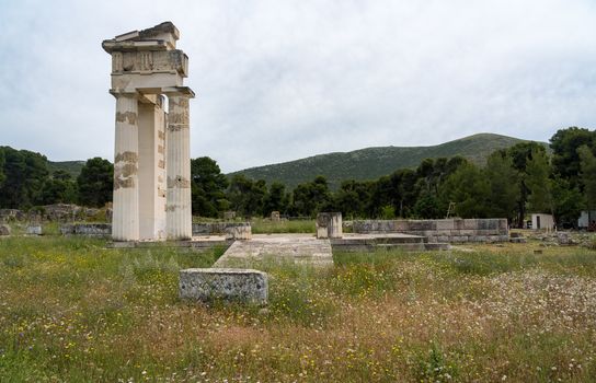 Ruins of temples and buildings at the Sanctuary of Asklepios at Epidaurus