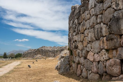 Massive boulders form the walls of the fortress and palace of Tiryns in Greece