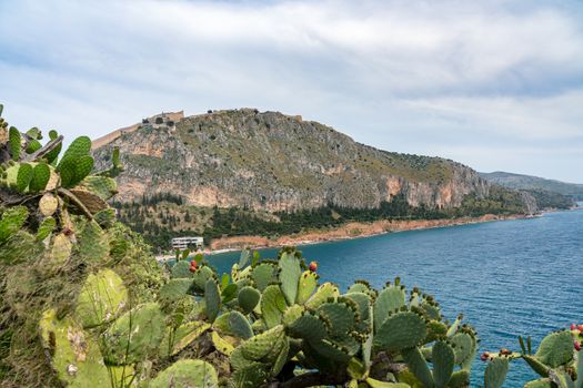 Hilltop fortress of Palamidi above the city of Nafplio in Greece