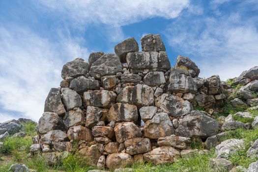 Massive boulders form the walls of the fortress and palace of Tiryns in Greece