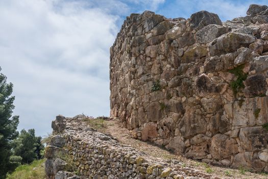 Massive boulders form the walls of the fortress and palace of Tiryns in Greece