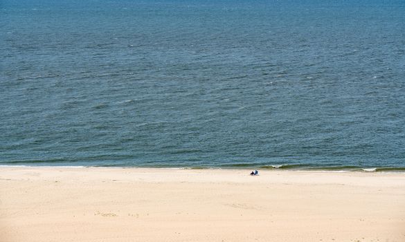 Empty beach scene on the coast at Cape May Point in New Jersey