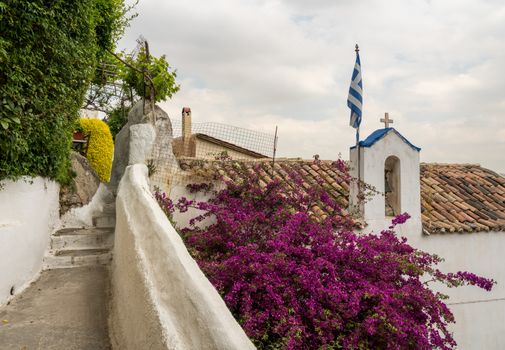 St George on the Cliff church in ancient district of Anafiotika in Athens just below the Acropolis