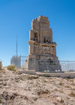 Monument of Filopappos above the trail on the summit of Filopappou Hill