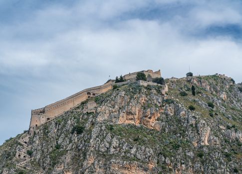 Hilltop fortress of Palamidi above the city of Nafplio in Greece