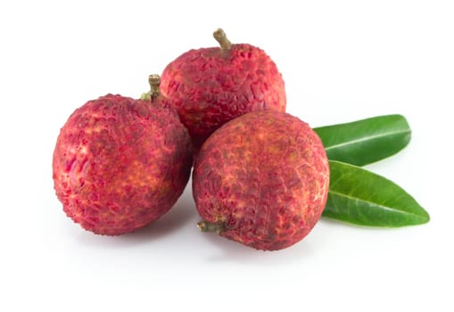Fresh ripe lychee tropical fruit isolated on white background