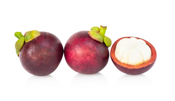 Fresh mangosteen fruit isolated on white background