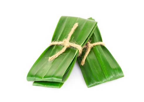 Fresh green pandan leaves isolated on white background