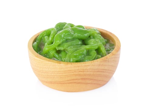 Thai sweet  desserts in wood bowl on white background