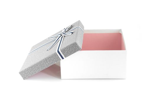 Open empty gift box on white background