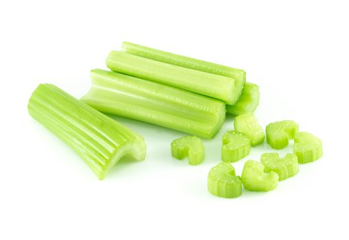 Fresh celery vegetable isolated on white background, food for health