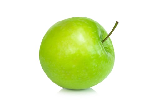 Closeup top view green apple on white background, fruit for healthy diet concept