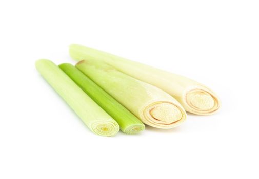 Lemon grass with slice isolated on white background, herb and medical concept