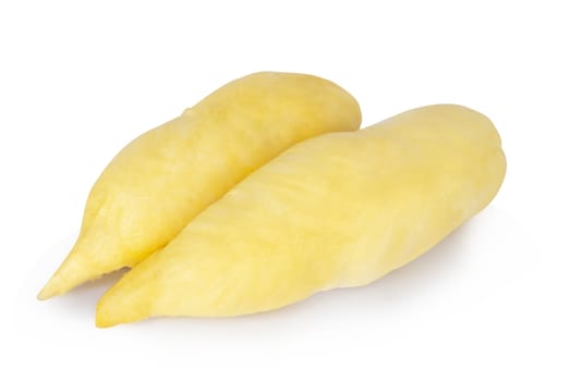 Ripe durian fruit isolated on white background