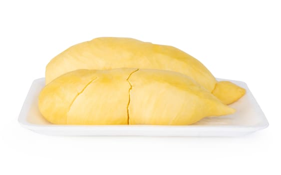 Ripe durian fruit isolated on white background