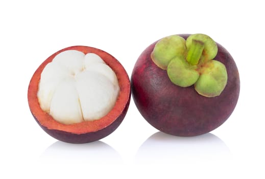 Fresh mangosteen fruit isolated on white background