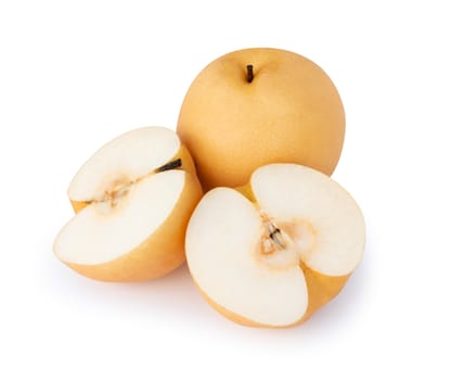 Chinese pear fruit with sliced isolated on white background