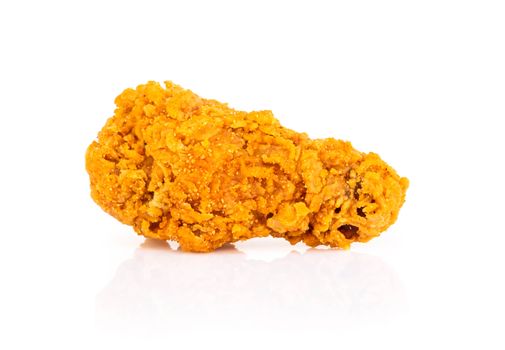 Close up fried chicken legs isolated on white back ground