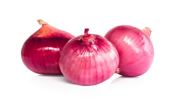 Red onion isolated on white background for raw material cooking food