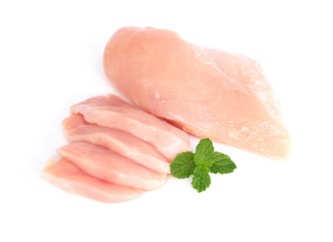 Raw chicken breast isolated on white background, ingredient for make cooking