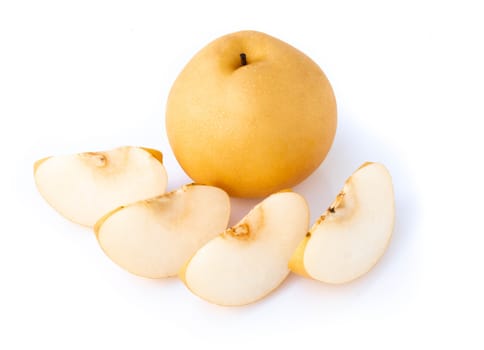 Chinese pear fruit with sliced isolated on white background