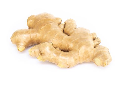 Fresh ginger root with sliced on white background for herb and medical product concept