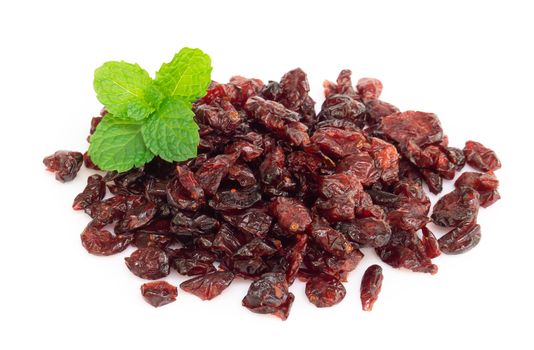 Dried canberry mix blueberry fruit isolated on white backgroud, food healty diet