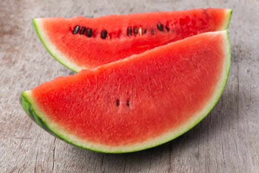 Watermelon with sliced on white background, fruit for healthy concept, selective focus