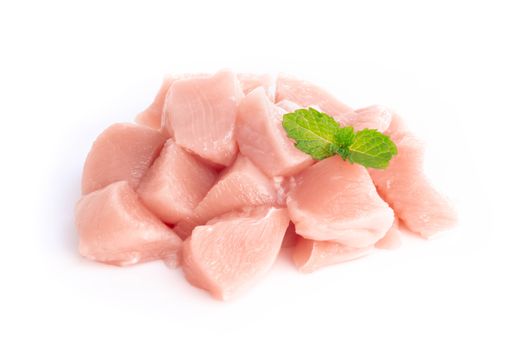 Top view, Raw chicken breast isolated on white background, ingredient for make cooking