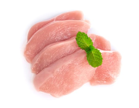 Raw chicken breast isolated on white background, ingredient for make cooking