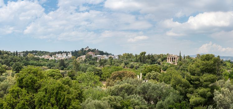 Panroamic view of Temple of Hephaestus in Greek Agora