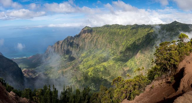 High definition panorama over Kalalau Valley in Kauai, Hawaii
