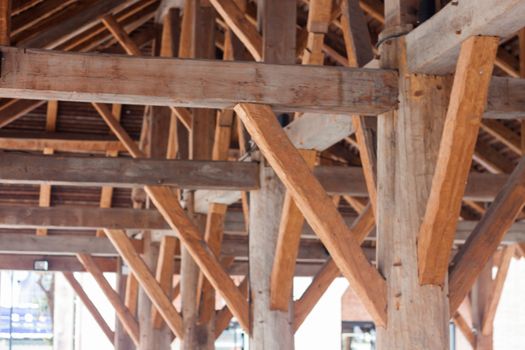 Construction of Vintage wooden roof, stock photo