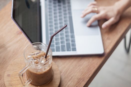 Iced coffee in coffee shop, stock photo