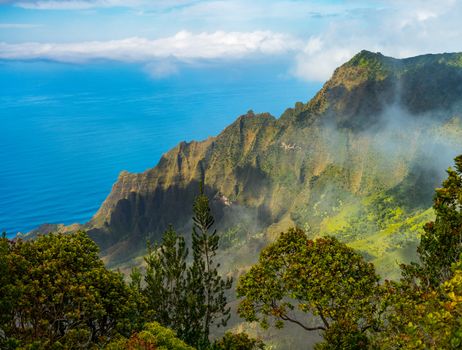 High definition panorama over Kalalau Valley in Kauai, Hawaii