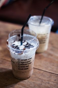 Iced coffee in coffee shop, stock photo