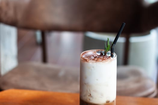 Iced coffee toping with whipped cream, stock photo