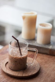 Iced coffee in coffee shop, stock photo