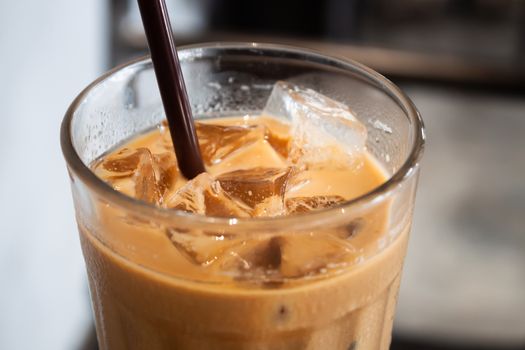 Iced coffee in coffee shop, stock photo