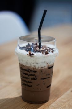 Iced coffee in coffee shop, stock photo