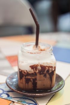 Iced coffee in coffee shop, stock photo