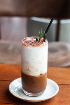 Iced coffee toping with whipped cream, stock photo