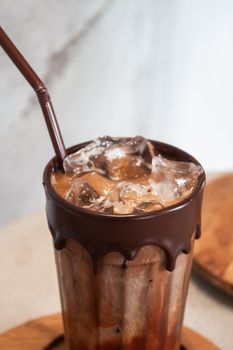 Iced coffee in coffee shop, stock photo