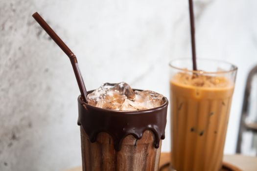 Iced coffee in coffee shop, stock photo