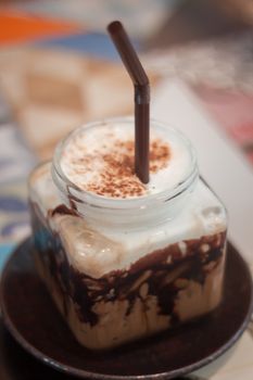 Iced coffee in coffee shop, stock photo