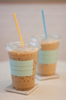 Iced coffee in coffee shop, stock photo