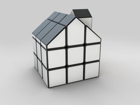 3d rendering of cube in the form of a house, Ideas for real estate