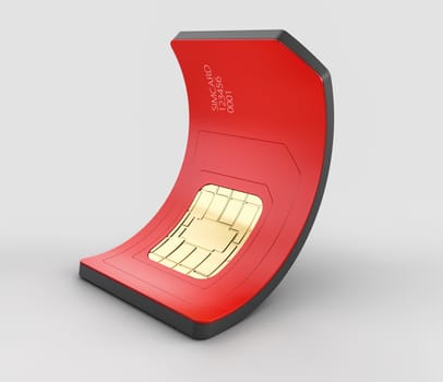 3d rendering of Flexible SIM card, clipping path included.